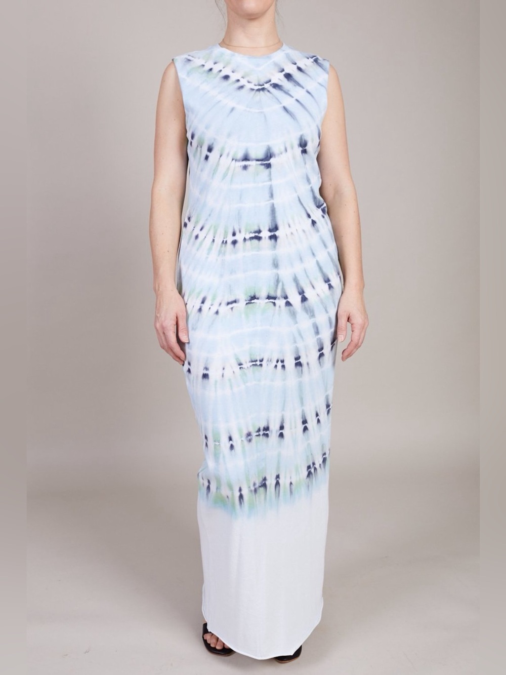 Raquel Allegra Sleeveless Tie-Dye Light Blue Green White maxi dress medium 4/6